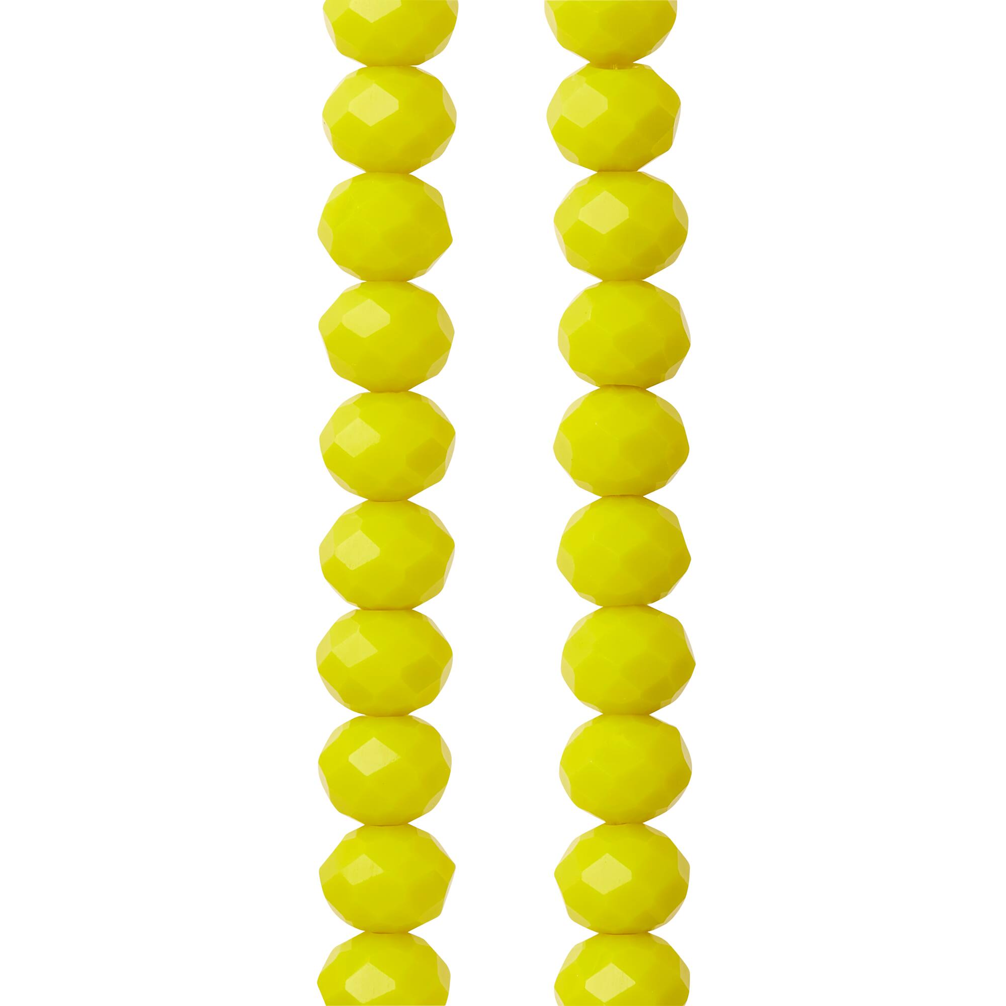 Yellow Glass Faceted Rondel Beads, 7mm by Bead Landing™